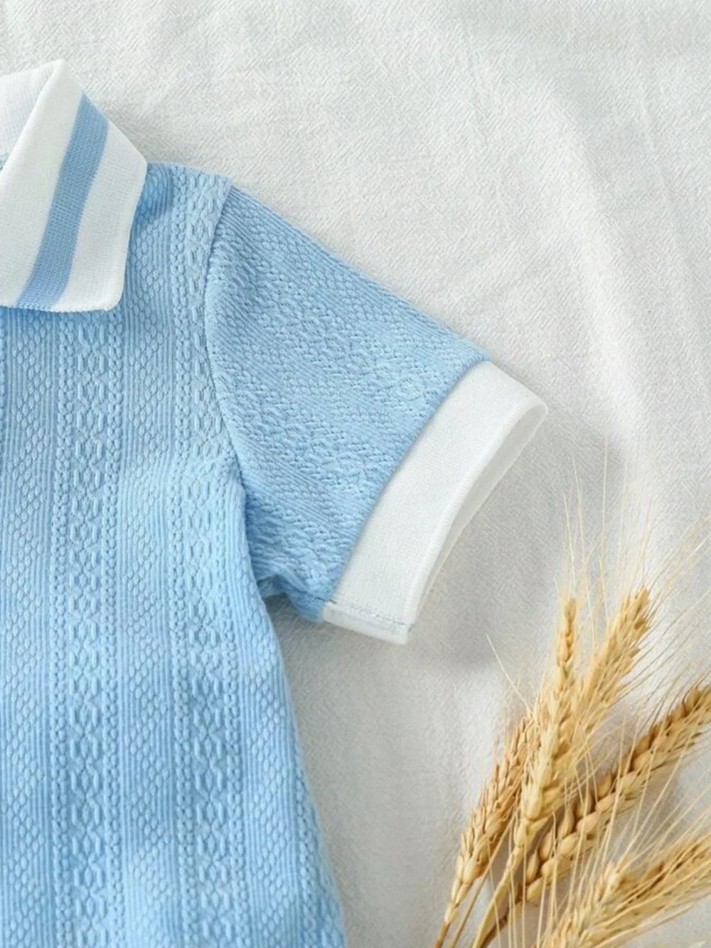 Toddler Boy Blue Knit Polo Top Set - 12-18M - Picture 5 of 8